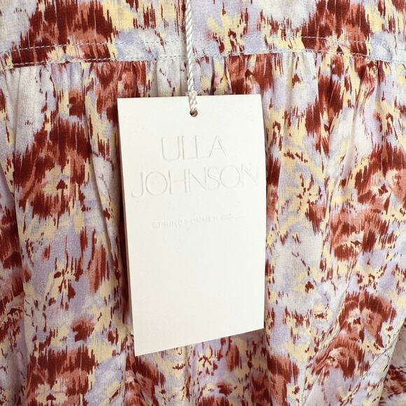 Ulla Johnson Lela Floral Long Puff Sleeve Silk Blouse Size 2 Wisteria Work Top - Picture 6 of 10